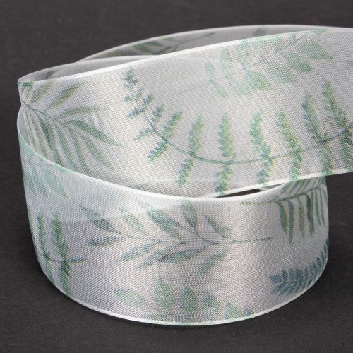 Artikel Organzaband Chiffonband Blätterzweige Grün 40mm 15m