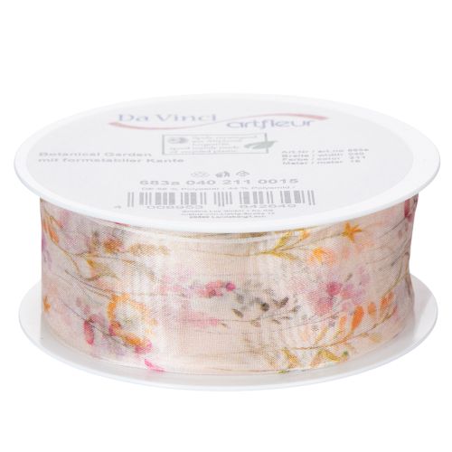 Organzaband Chiffonband Blumen Orange Rosa 40mm 15m | Floristik21.de
