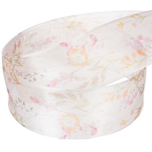 Organzaband Chiffonband Blumen Orange Rosa 40mm 15m | Floristik21.de