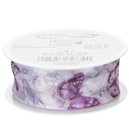 Organzaband Chiffonband Schmetterlinge Lila 40mm 18m | Floristik21.de