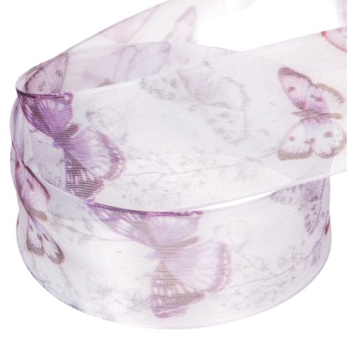 Organzaband Chiffonband Schmetterlinge Lila 40mm 18m | Floristik21.de