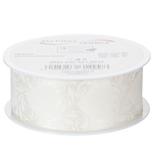 Artikel Organzaband Creme Dekoband Herzen 40mm 15m
