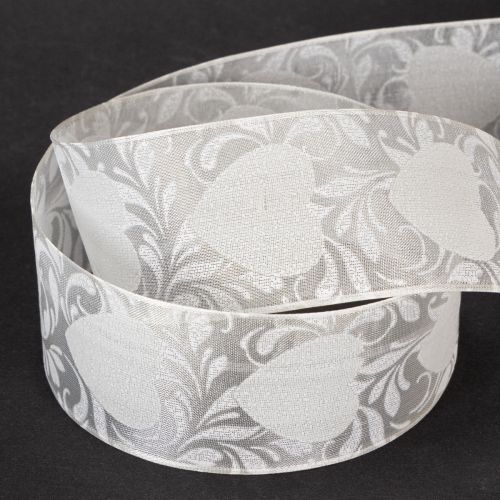 Artikel Organzaband Creme Dekoband Herzen 40mm 15m