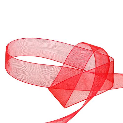 Organzaband mit Webkante 2,5cm 50m Rot
