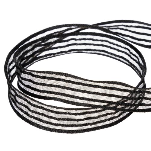 Organzaband mit Streifen Geschenkband Schwarz 15mm 20m | Floristik21.de