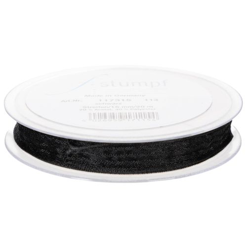 Organzaband mit Streifen Geschenkband Schwarz 15mm 20m | Floristik21.de