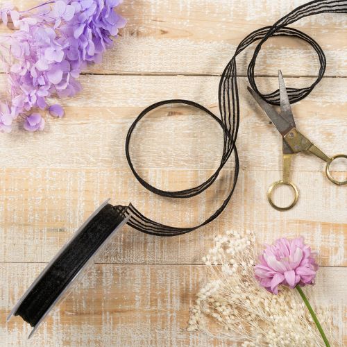 Artikel Organzaband mit Streifen Geschenkband Schwarz 15mm 20m