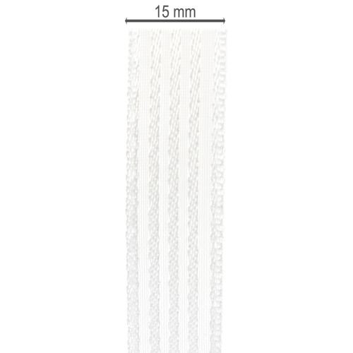 Organzaband mit Streifen Geschenkband Weiß 15mm 20m | Floristik21.de