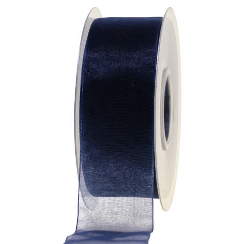 Floristik21 Organzaband Geschenkband Dunkelblau Band Blau Webkante 40mm 50m