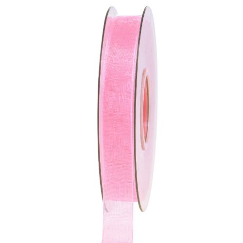 Floristik21 Organzaband Geschenkband Rosa Band Webkante 15mm 50m