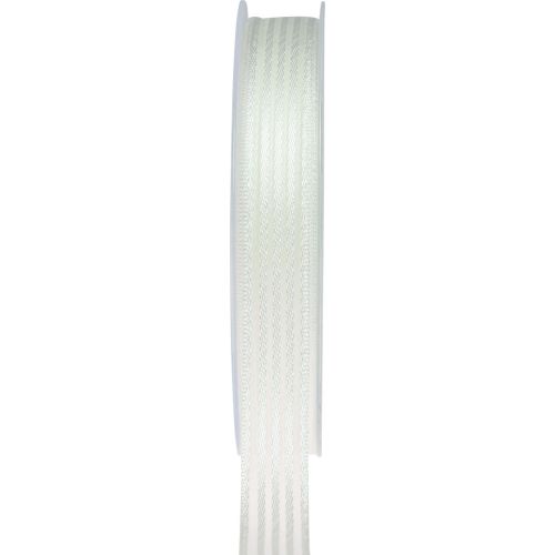 Floristik21 Organzaband mit Streifen Geschenkband Weiß 15mm 20m