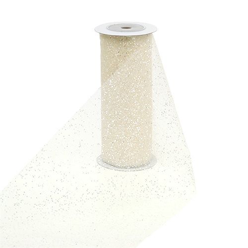 Organzastoff 15cm x 500cm Creme mit Glitzer