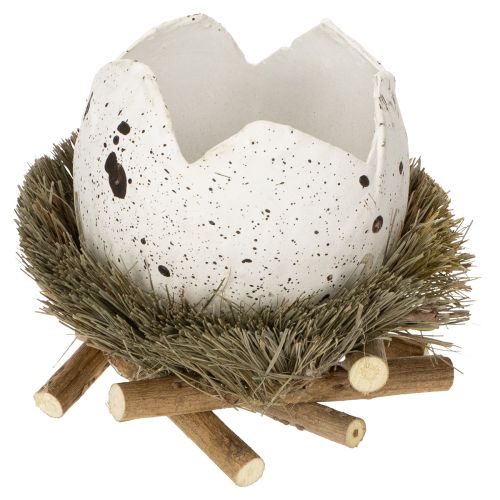 Floristik21 Deko Ei im Nest aus Naturmaterialien, Ø9cm, H11cm, 4er Set – Frühlings- und Osterdeko