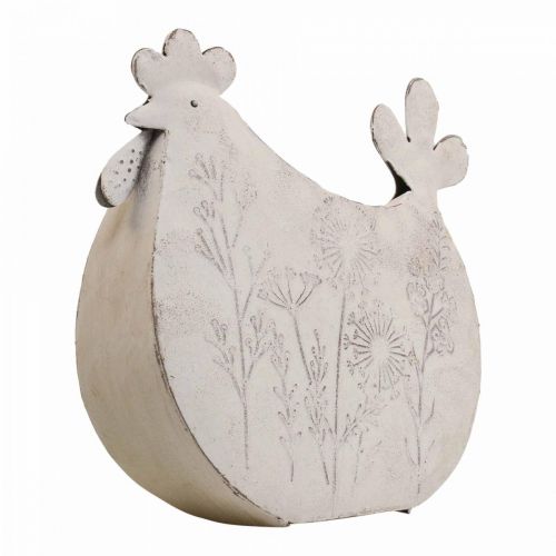 Floristik21 Osterdeko Metall Deko Huhn Ostern Weiß 19,5x6,5x18cm