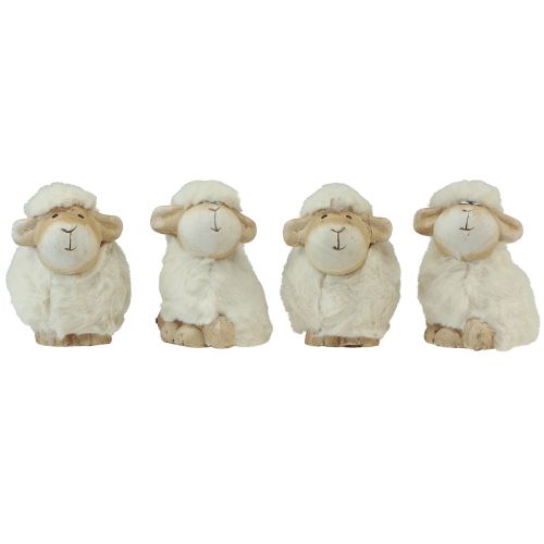 Floristik21 Osterdeko Schaf Keramik Deko Ostern Creme 9,5×6×9cm 4 St
