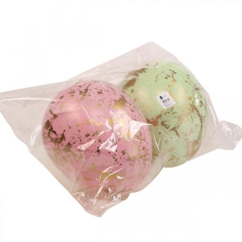 Floristik21 Osterei zum Aufhängen Deko Eier Rosa, Grün, Gold 20cm 2St