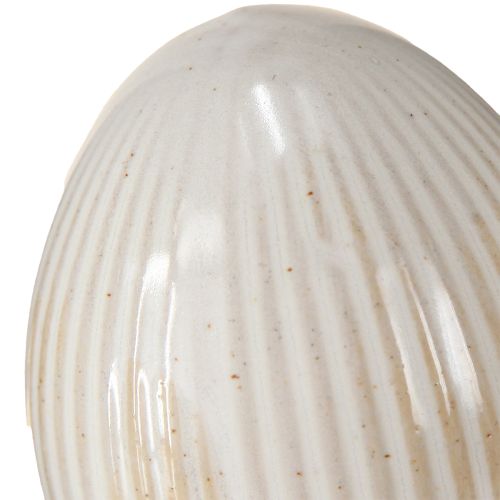 Artikel Keramik-Osterei Deko Weißgrau Rillen für Ostern 5x6cm 6er Set