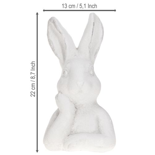 Artikel Osterhase Figur denkend Weiß Shabby Ostern Deko 11×9×20,5cm
