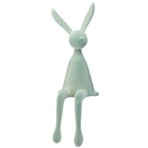 Floristik21 Osterhase Kantenhocker Hase sitzend – 2. Wahl – beflockt 56cm Dekoration Graugrün