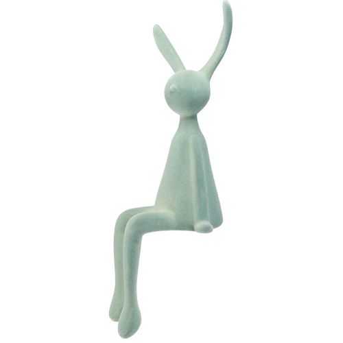 Floristik21 Osterhase Kantenhocker Hase sitzend – 2. Wahl – beflockt 56cm Dekoration Graugrün