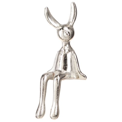 Floristik21 Osterhase Kantenhocker Metall Deko Silber 9×9×21cm – Elegante Osterdekoration für Fensterbank und Regal