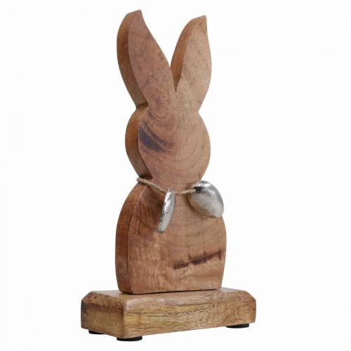 Artikel Osterhase Holz mit Eiern Metall, Tischdeko Ostern H20,5cm