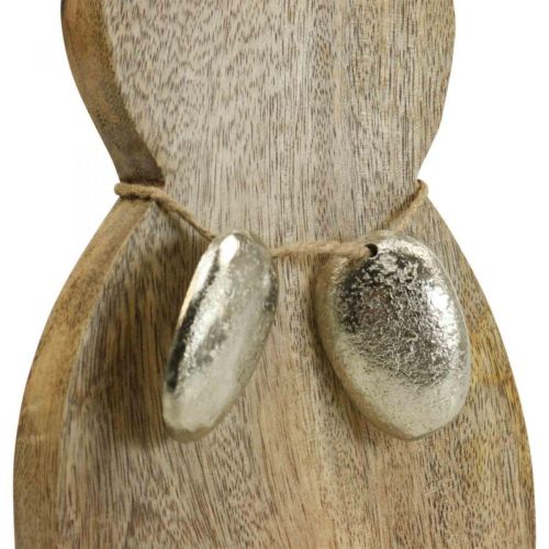 Artikel Osterhase Holz mit Eiern Metall, Tischdeko Ostern H31cm