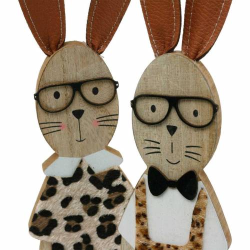 Floristik21 Osterhase Leopardenfell und Brille Holz Has Osterdeko 2er-Set