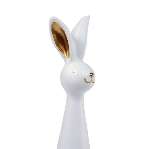Floristik21 Osterhase Weiß Gold Osterdeko Hase Ø10cm H42cm