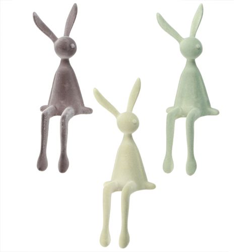 Artikel Osterhasen Deko Hasen beflockt Grün Braun – 2. Wahl – 36cm Set Floristik21