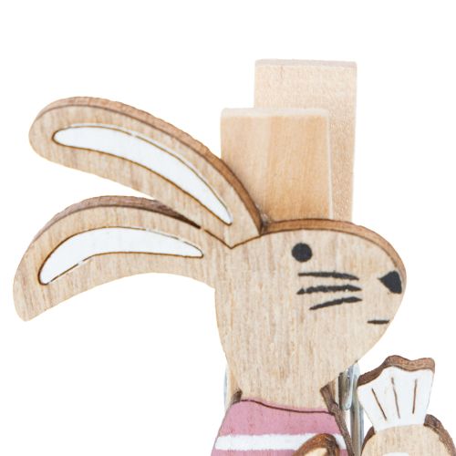 Artikel Osterhasen Deko Klammern Hasen Rosa, Weiß Holz Osterdeko 7,5cm 4St