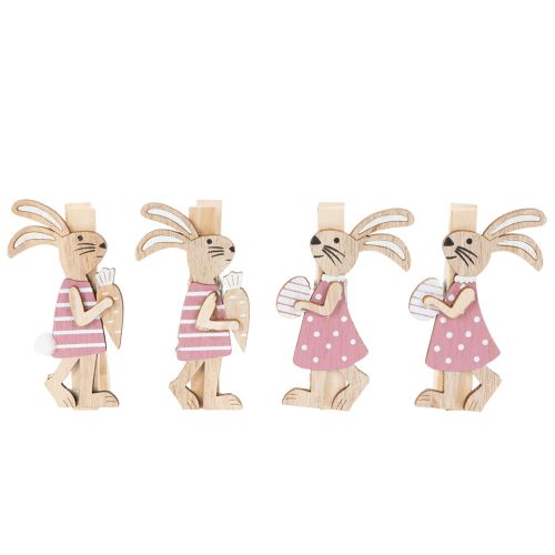 Artikel Osterhasen Deko Klammern Hasen Rosa, Weiß Holz Osterdeko 7,5cm 4St
