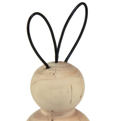 Artikel Elegante Osterhasen Holz Metall Deko 6er Set, Natur Schwarz H10,5cm