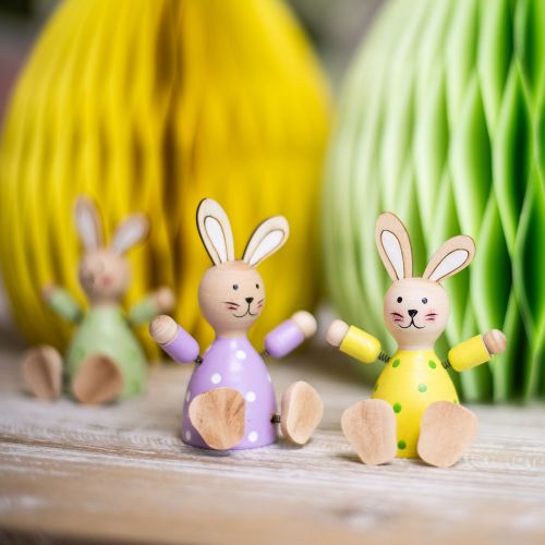 Artikel Osterhasen bunt Holzhasen gepunktet Tischdeko H8cm 4 St