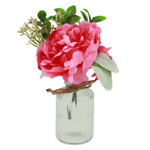 Floristik21 Pfingstrosen Deko in der Vase Tischdeko Sommer Pink 20cm