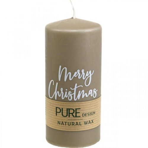 Floristik21 PURE Stumpenkerzen Merry Christmas 130/60mm Wachs Braun 4St