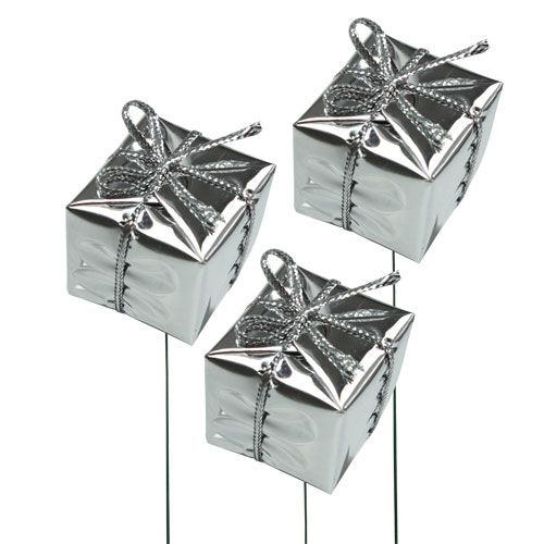 Floristik21 Päckchen am Draht Silber 2,5cm 60St