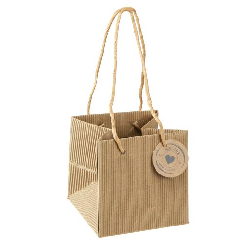 Floristik21 Papier Blumentopf Pflanztasche Natur mit Folie 10,5cm 10 Stk umweltfreundlich dekorativ