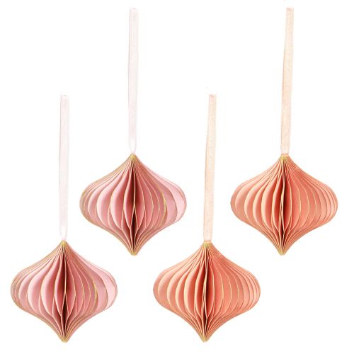 Artikel Papier Weihnachtsschmuck Zwiebel Rosa Apricot Ø8cm Magnet 4er Set