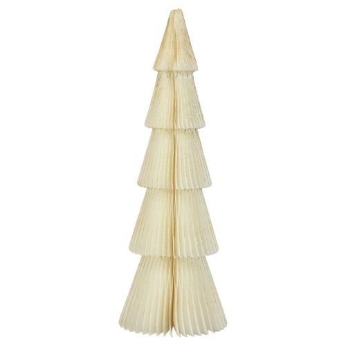 Floristik21 Papier Weihnachtsbaum Papier Tannenbaum Weiß, Gold H60cm