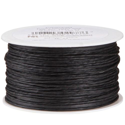 Floristik21 Papierkordel Draht umwickelt Ø2mm 100m Schwarz
