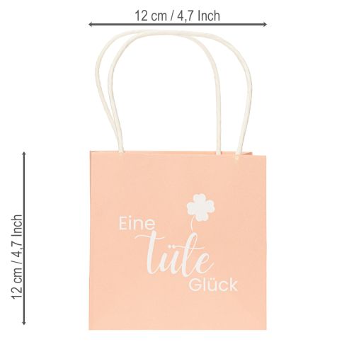 Artikel Geschenktüten mit Aufdruck Eine Tüte Glück, kleine Papiertüten 12 cm, Set aus 12 Stück, bunt und stabil