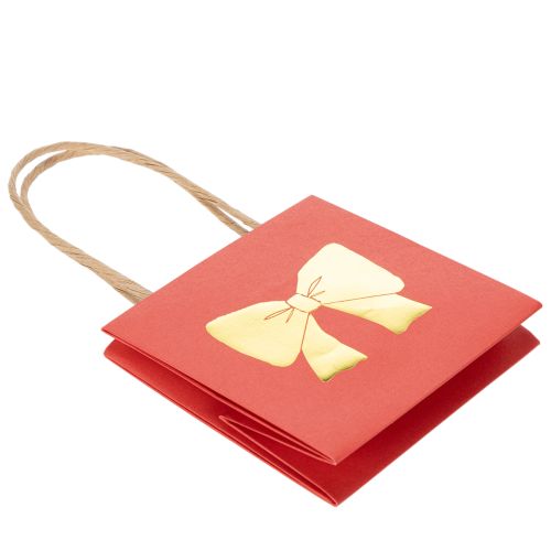 Geschenktüte Papier 12 cm Rot Gold Schleifenmotiv 8 Stück | Floristik21.de