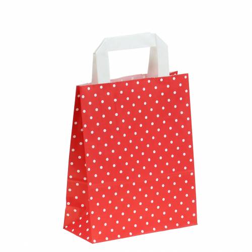 Floristik21 Papiertasche Rot mit Punkten 18cm x 8cm x 22cm 25St