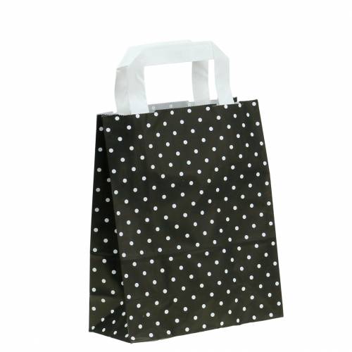 Floristik21 Papiertasche Schwarz mit Punkten 22cm x 10cm x 31cm 25St