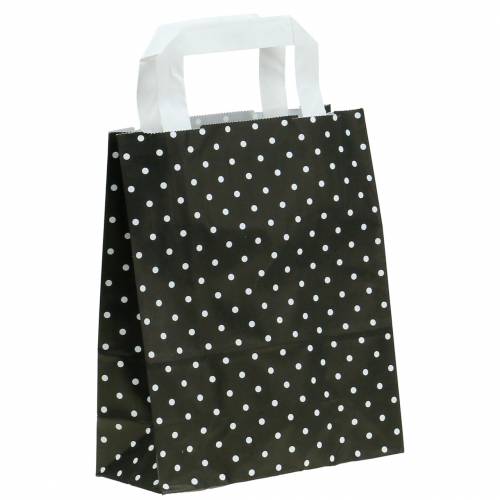 Floristik21 Papiertasche Schwarz mit Punkten 18cm x 8cm x 22cm 25St