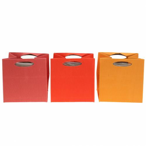Floristik21 Papiertasche Blumentopf Übertopf Mix Orange 10,5cm 12St