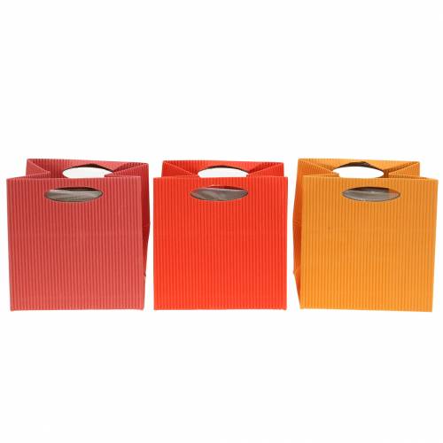 Floristik21 Papiertasche Blumentopf Übertopf Mix Orange 10,5cm 12St