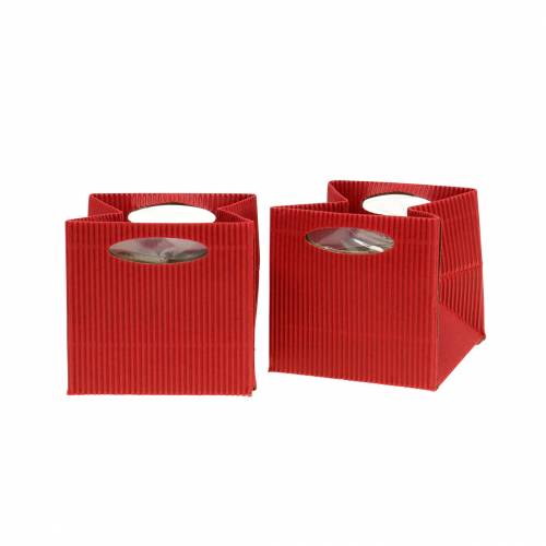 Floristik21 Papiertasche Blumentopf Übertopf Rot 10,5cm 12 St