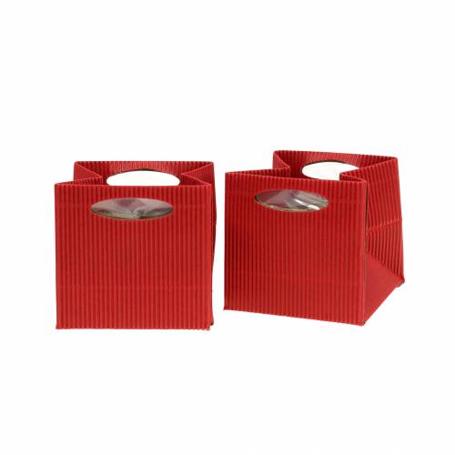 Floristik21 Papiertasche Blumentopf Übertopf Rot 10,5cm 12St